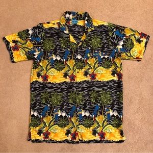 Aqua Blue Hawaiian Shirt Mens XL Tropical Button Up Short Sleeve Relaxed Fit